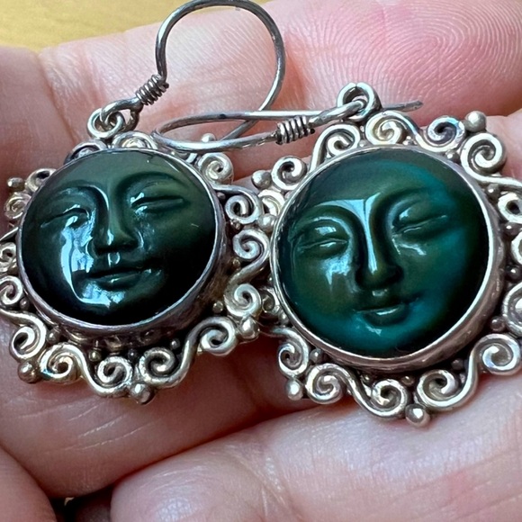 SAJEN OFFERINGS LABRADORITE GODDESS DANGLE DROP EARRINGS 925 STERLING SLVR